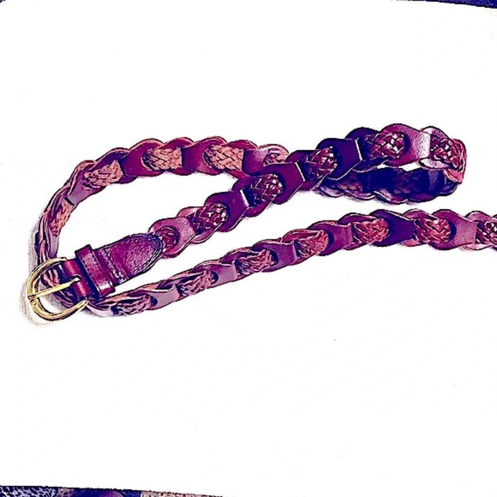 Bohemian»—»VINTAGE«—«|BOHO STYLE|Genuine Brown Leather Braided Linked Rope Belt